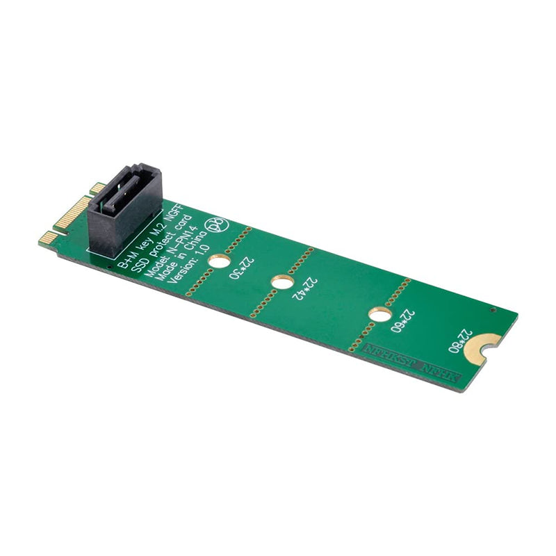 NFHK Motherboard NGFF B/M-Key M.2 to Vertical SATA 7pin Hard Disk Drive SSD PCBA Extension Adapter Green B/M-key to 1 SATA