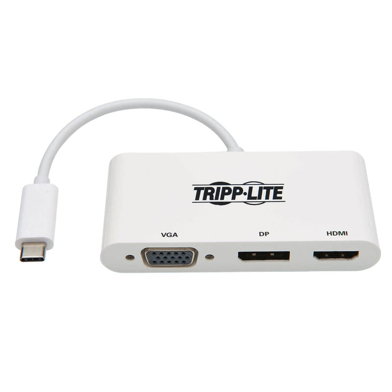 Tripp Lite USB C to HDMI/DisplayPort/VGA Adapter (M/F), USB 3.1 Gen 1, Thunderbolt 3 to HDMI/DisplayPort/VGA, 4K Adapter, White (U444-06N-HVDPW)