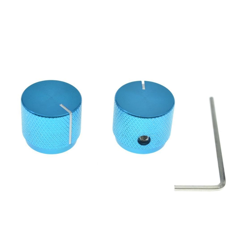 4-Pack 20mm Diam. Set Screw Style Aluminium Potentiometer Knobs 1/4" Universal Pot Control Knobs with Indicator for Guitar/Bass/AMP Amplifier Blue with Indicator Line
