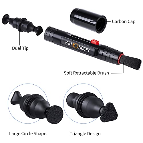 K&F CONCEPT Professional Lens Cleaning Kit for DSLR & Mirrorless Cameras with APS-C/Full-Frame Sensor Cleaning Swabs/Lens Cleaner/Gloves/Camera Blower/Lens Pen Brush/Microfiber Cloths/Carrying Case