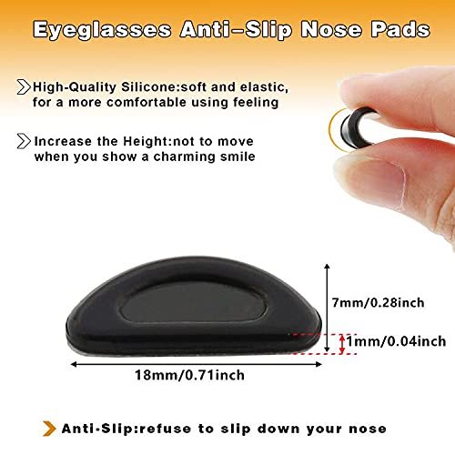 Adhesive Nose Pad, 12 Pairs Eyeglass Nose Pads Stick On Silicone Anti-Slip for Glasses Sunglasses Thin Nose Pads Eyeglasses (6-Black & 6-Clear) 6 Black & 6 Clear