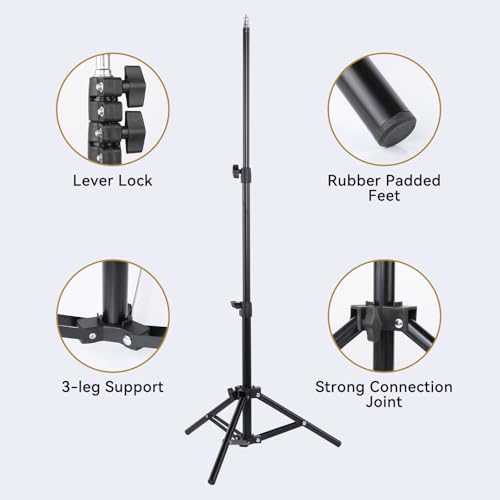 UTEBIT 2 Pack Photography Light Stands Tripod, with Phone Clamp, Black 45"/3.7ft