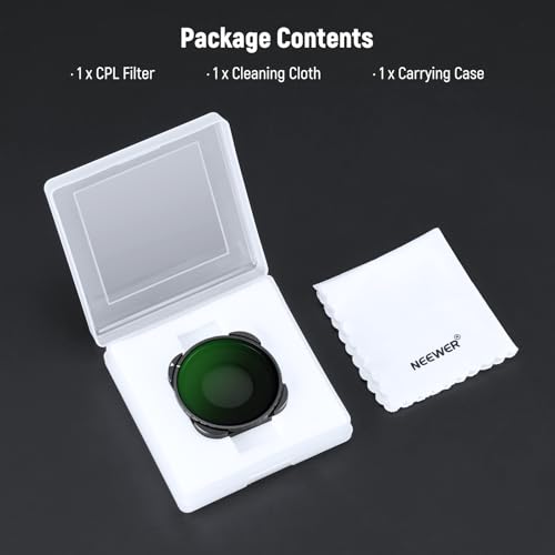 NEEWER Rotating CPL Filter for Hero 13, Multicoated HD Optical Glass Action Camera Adjustable Circular Polarizer Polarizing Filter Compatible with GoPro Hero 13 12 11 10 9, FL-GP23 Metal Frame