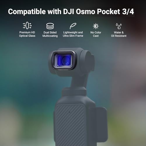 NEEWER 1.2X Blue Anamorphic Lens Compatible with DJI Osmo Pocket 3 / Pocket 4 / Xtra Muse, HD Magnetic Widescreen Blue Streak Effect Lens + 2X Screen Protector Accessories, FL-C56 1.2X Blue Anamorphic Lens(Metal)