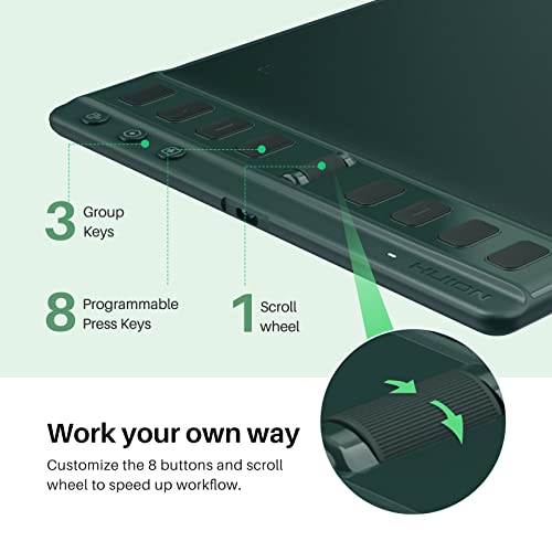 HUION Inspiroy 2 Medium Drawing Tablet with Scroll Wheel 8 Customized Keys with Artist Glove