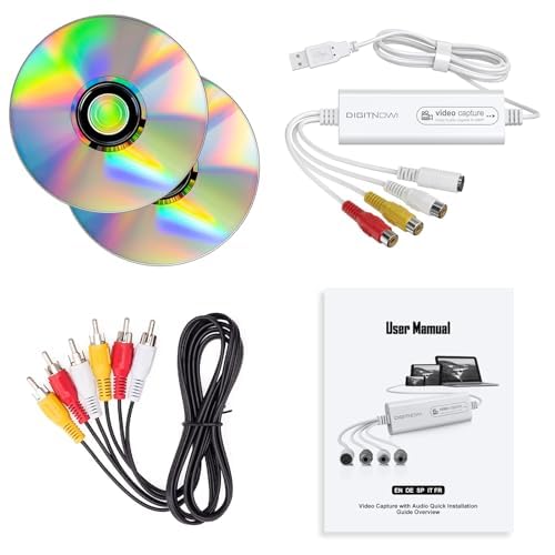 VIXLW Video Capture, USB Video Capture Device, Convert VHS to Digital, VHS/VCR/Hi8/Mini DV to Digital/DVD Converter, for Tape Player Camcorder Camera PC TV OBS, for Mac OS, Android, Windows RCA