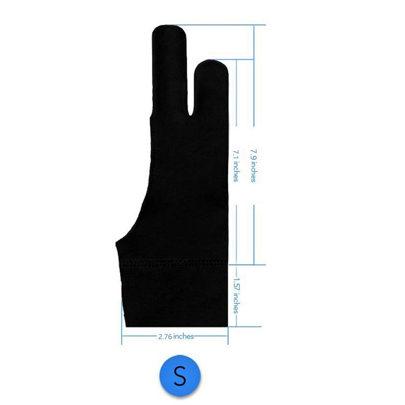 2pcs Black Two-Finger Glove for Graphics Drawing Tablet Light Box Tracing Light Pad,Artist Gloves for Graphics Tablet iPad Pro,Left or Right Hand S-for Women