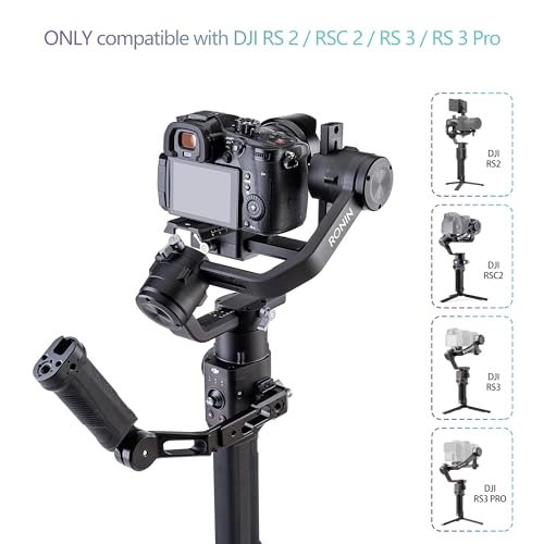 Zeadio Gimbal Side Handle with NATO Clamp, 180° Adjustable Stabilizer Handgrip with Cold Shoe & 1/4" 3/8" ARRI Mounting Holes, Compatible with DJI RS 2 / RSC 2 / RS 3 / RS 3 Pro