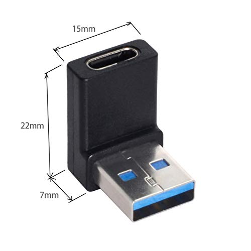 Cablecc USB-C Type C Female 90 Degree Down Angled to USB 3.0 A Male Data Adapter for Laptop Desktop