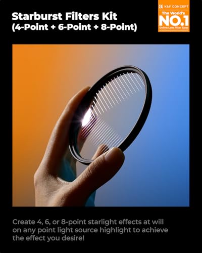 K&F CONCEPT 49mm Star Filters Kit 3pcs 4+6+8 Points Starburst Filters Set
