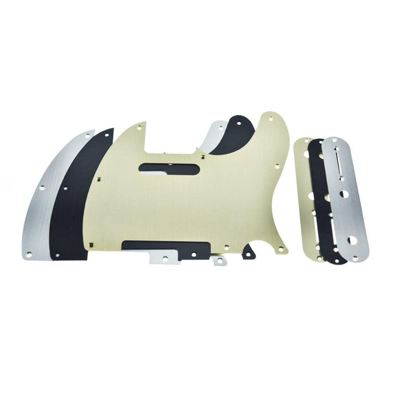 [AUSTRALIA] - KAISH Metal Aluminum Anodized Tele Pickguard with Metal Control Plate and Screws for American/Mexican Telecaster Black 