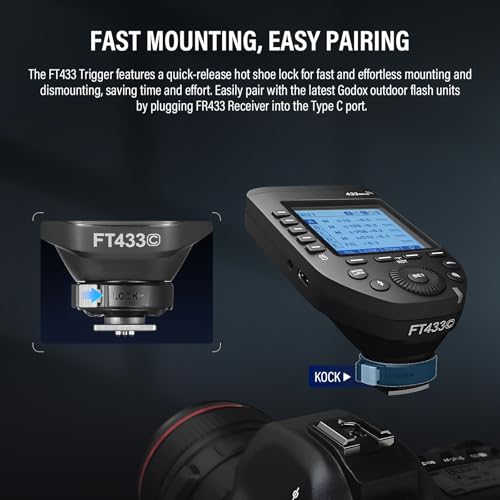 Godox FT433-S TTL Wireless Flash Trigger for Sony Camera, 433MHz 2 in 1 Flash Transmitter 32 Channels with Reciever 1/8000s HSS TTL TCM Function for Godox AD200Pro II AD600Pro II AD600BM II (FT433-S)