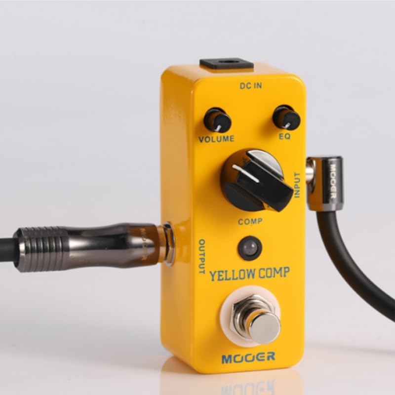 MOOER Compressor Pedal, Yellow Comp Mini Portable Compression with True Bypass, EQ and Volume Adjustable, Classic Optical Compressor Pedals for Electric Guitar Bass
