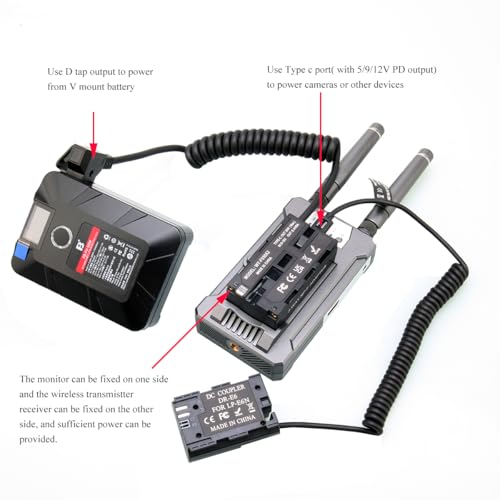 D-Tap to Dual Sided NP-F Dummy Battery Power Adapter Cable with USB-C Compatible with Atomos Ninja V, Shogun, SmallHD 702, Feelworld Monitor, Hollyland Mars, NP-F550/F570/F770/F970 Replacement, 39“