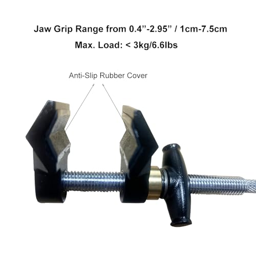 7" Mini End Jaw Vise Grip,Steel Shaft End Pipe Clamp with Adjustable Aluminum Jaws,Rubber Pads for C Stand,Video Light,Soft box,Ball Head,Magic Arm Photography Accessories