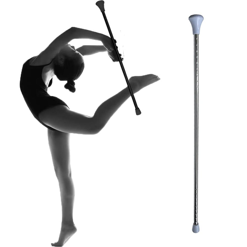 24-Inch Twirling Baton Spinning Dance Baton Metal Rhythmic Gymnastics Conducting Batons for Child in Majorette-Complete with 1 Dance Ribbon Rainbow Streamer (White,1 Pack)