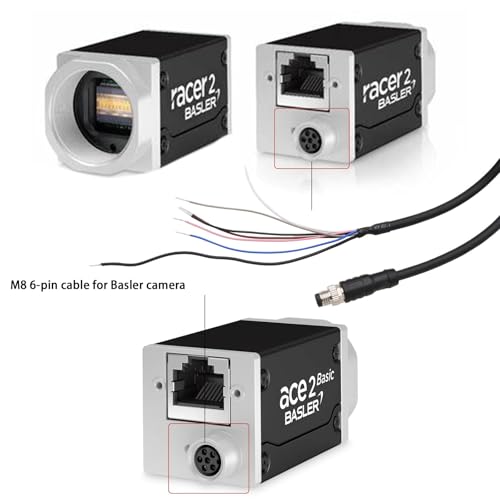 M8 Power I/O Open Cable for Basler Camera ace 2 V, Boost R, Racer 2 S, Vision System Sensor Industrial Automation Control, 6-pin A Coding, Shielded, 2m M8 6 pin male to open