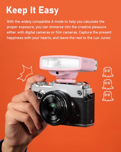Godox Lux Junior Retro Camera Flash with PC sync Ports (Pink, 4.6oz) Pink