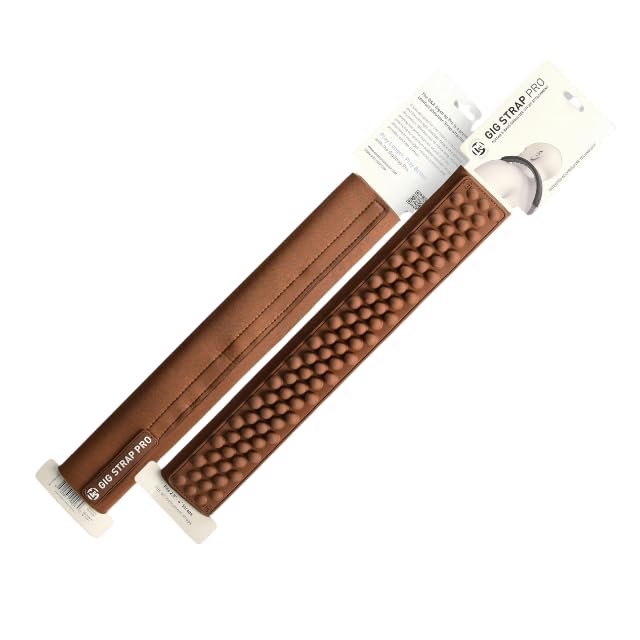 GIG STRAP PRO: World's Most Advanced Guitar Strap Pad w/Patented acupressure technology, relieves back & shoulder pain Brown
