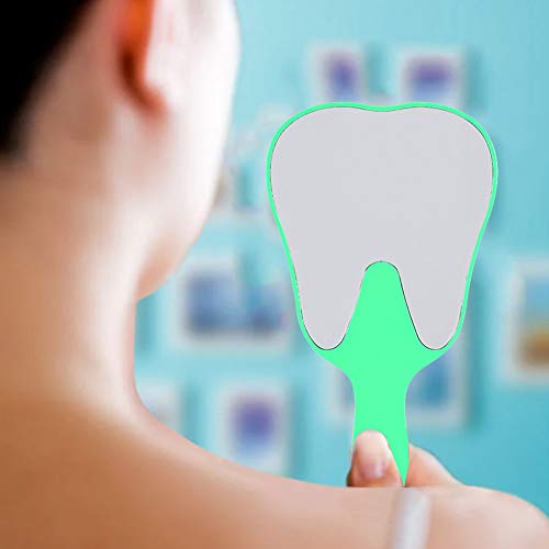Hand Mirror, Small Hand Mirror, Single-sided Hand Mirror with Low Magnification, Dental Care Hand Mirror Tool, Fashionable, Cute Dental Care, Hand Mirror Tool, 4 Colours, Plastic Handle (Green)