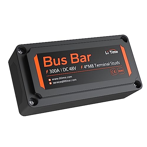 LiTime 300A Bus Bar 4*M8 Terminal Posts for LiFePO4 Batteries High Voltage and Current Suitable for Automotive, Marine, and Solar Applications and Electrical System (Red+Black)