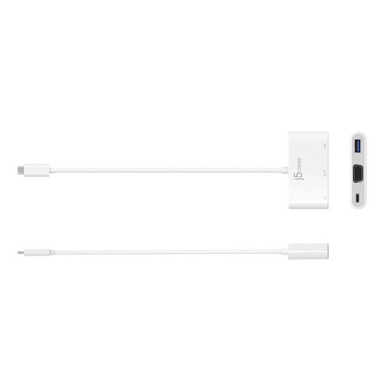 j5create USB-C to VGA & USB 3.0 - Power Delivery | USB Super Speed 3.0 Port | 5 Gbps | 1920 x 1200 @ 60 Hz | 1080p Video Playback | Compatible with USB C Devices
