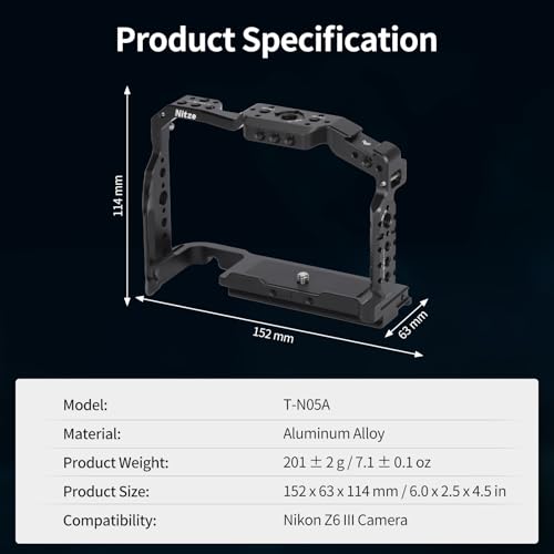 Nitze Z6 III Cage for Nikon Z6 III Camera - T-N05A