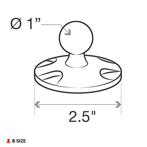 RAM Mounts Composite Round Plate with Ball RAP-B-202U with B Size 1" Ball High-strength Composite