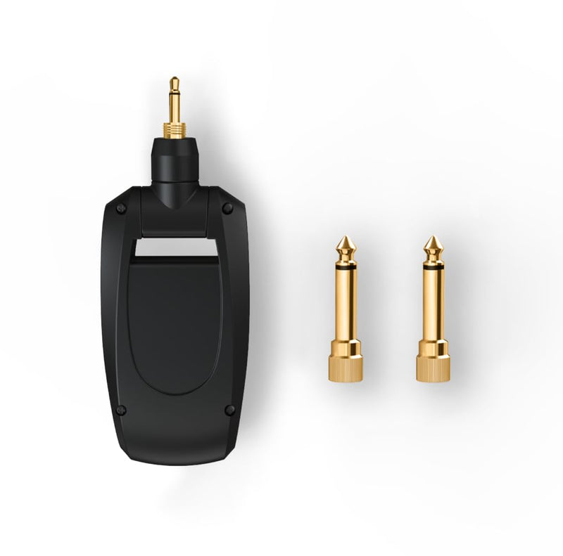 Wireless Guitar Transmitter Receiver 2.4GHz Rechargeable, 6.35mm and 3.5mm Plugs Audio Wireless Guitar System 250° Rotatable for Bass Keyboard Drums Multiple Instruments (A10 Black)