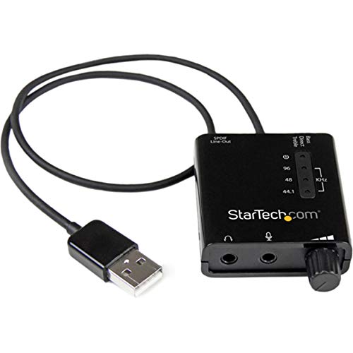 StarTech.com USB Sound Card w/ SPDIF Digital Audio & Stereo Mic – External Sound Card for Laptop or PC – SPDIF Output (ICUSBAUDIO2D),Black 0.6" x 1.8" | With SPDIF Digital Audio & Stereo Mic, External Sound Card for Laptop or PC 0.6" x 1.8"