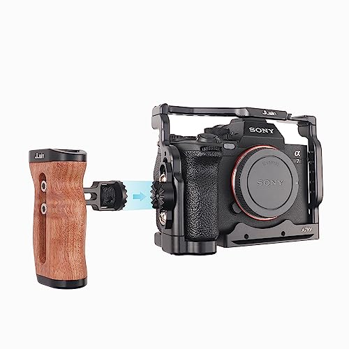 Hersmay Wooden Side Handle Quick Release Camera Hand Grip with 1/4"-20 Screws Stabilizer with ARRI-Style Mount Screw & Cold Shoe Mount for DSLR Mirrorless Video Camera Cage