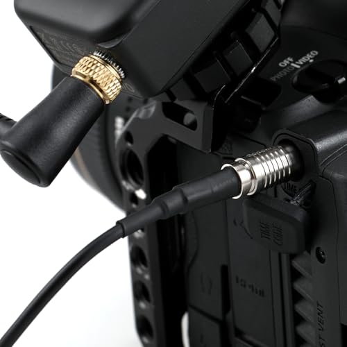 Alvin's Cables Timecode Cable for Canon R5C DIN 1.0/2.3 to Locking 3.5mm TRS 90 Degree Time Code Cord Compatible with Deity TC-1 easy-plug DIN to RA Lock 3.5mm