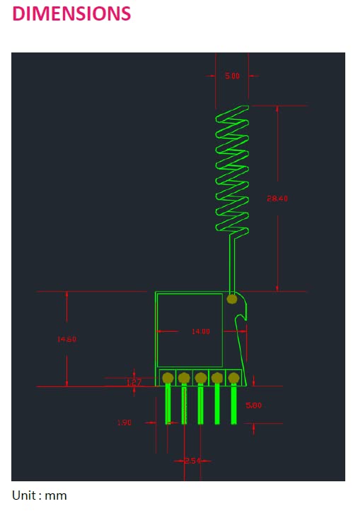 RYLR498 UART Interface 426/433/470MHz LoRa® Antenna Transceiver Module