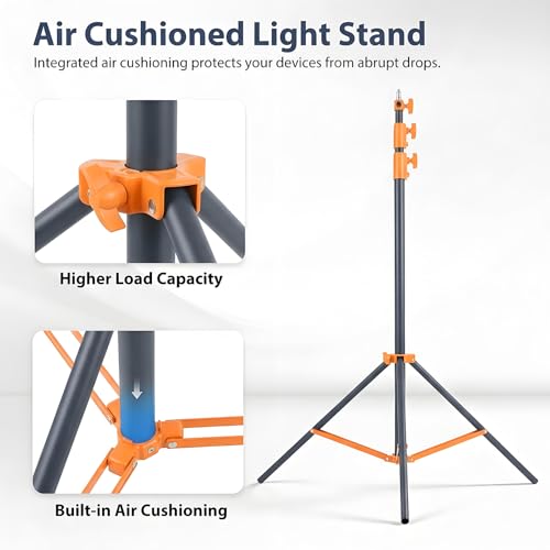 Light Stand Photography, 9.2ft/280cm Air-Cushioned Heavy Duty Tripod Stand Orange