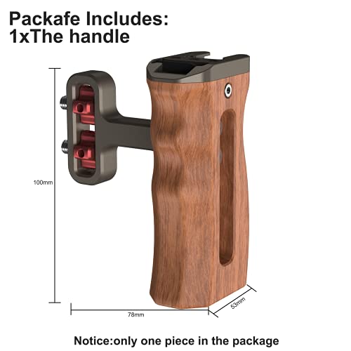 Wooden Mini Handle Side Handgrip with 1/4"-20 Screws for Digital Camera DSLR Camera Cage with Cold Shoe Mount Built-in Wrench can Up and Down Adjustable - Bronze Side Handgrip-Bronze