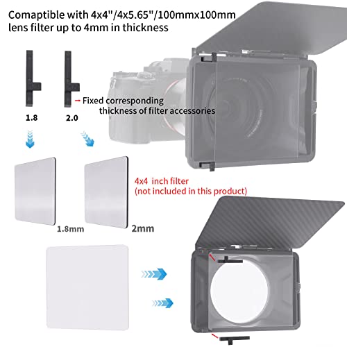 Runshuangyu Mini Lightweight Matte Box Clamp-On Lens Matte Box with Top Flag for DSLR Mirrorless Camera Compatible with 4x4 4x5.65 Filter (Standard Version) Standard Version