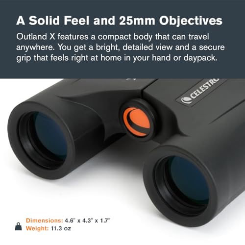Celestron Outland X 10x25 Compact Binoculars for Hiking & Travel 10x25 Outland X
