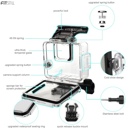 FitStill Waterproof Protective Accessory Kit for Go Pro Hero 4K (2024) Hero 4K (2024)