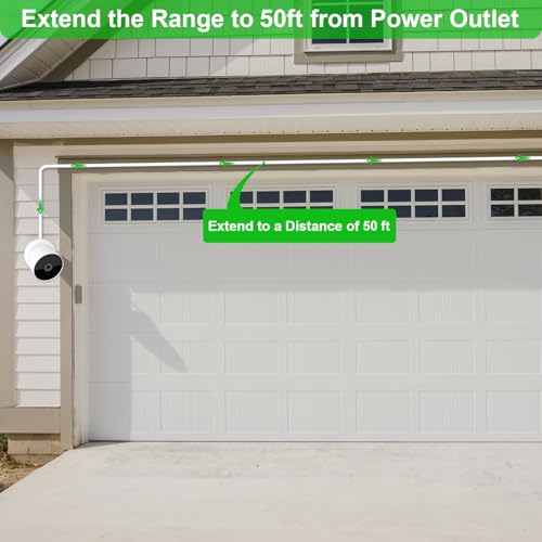 UYODM 50FT/15m Power Cable Compatible with Google Nest Cam Outdoor or Indoor, Battery(2nd Generation) - 5V 2A Charging Cable Power Your Nest Cam (Battery) Continuously - IP67 Weatherproof White 50 Feet