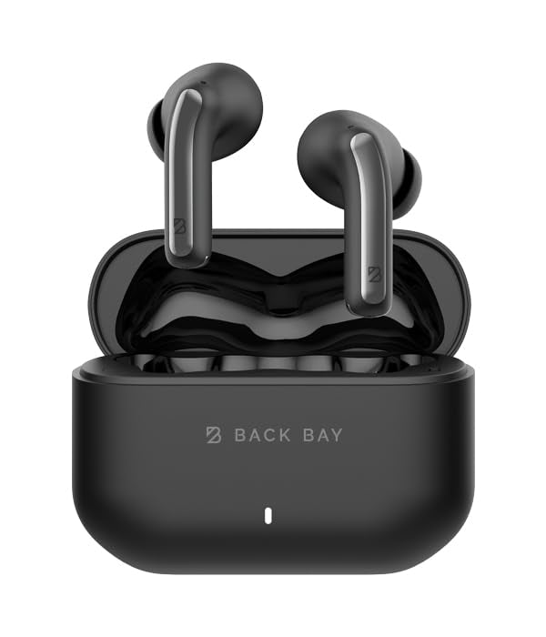 Back Bay Audio True Wireless Earbuds Noise Cancelling Earbuds, Premium ANC | Deep Noise Cancelling Earpods, Bluetooth 5.4 Ear Buds, iPhone and Android Active Earphones with ANC Sound Blocking Black