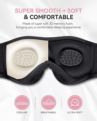 MUSICOZY Sleep Headphones Bluetooth Headband Breathable 3D Sleeping Headphones, Wireless Music Eye Mask Earbuds for Side Sleepers Women Office Air Travel Cool Tech Gadgets Unique Gifts, Pack of 2
