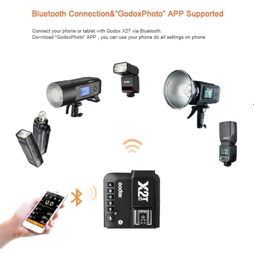 Godox X2T-N Wireless Flash Trigger Compatible with Nikon Camera Bluetooth Connection APP Control 1/8000s HSS Transmitter for Godox V1N TT685N TT350N V860II-N TT600 AD200 (X2T N Compatible with Nikon)
