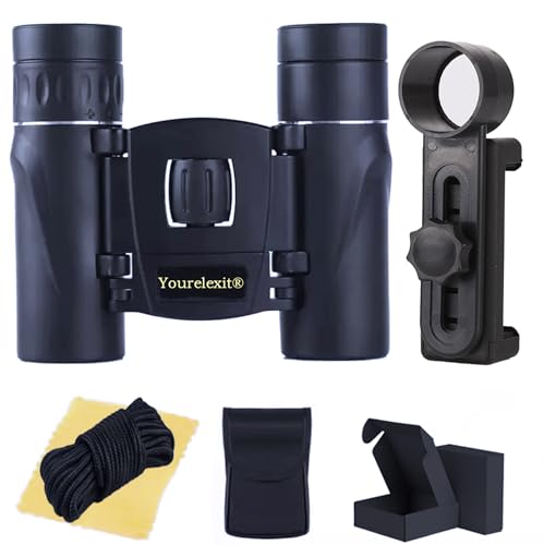 Yourelexit® Binoculars with Phone Adapter for Adults,Compact Small Pocket Mini Travel Binocular for Bird Watching Concert Theater Opera High Powered Electronics Cruise Ship Essentials Norwegian Alaska