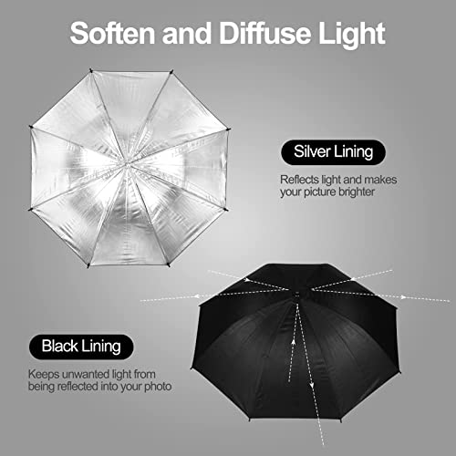 EMART 33inch/84cm Black/Silver Photo Soft Umbrella for Photography 2Pack