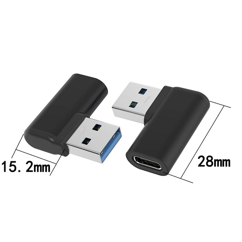 USB C Female to USB A Male Adapter Right Angle, USB C to USB 3.0 Adapter, 90 Degree USB C to USB Adapter, USB Type C to USB Coverter Sync & Charging Adapter for USB C Cable, Hubs, 2Pack