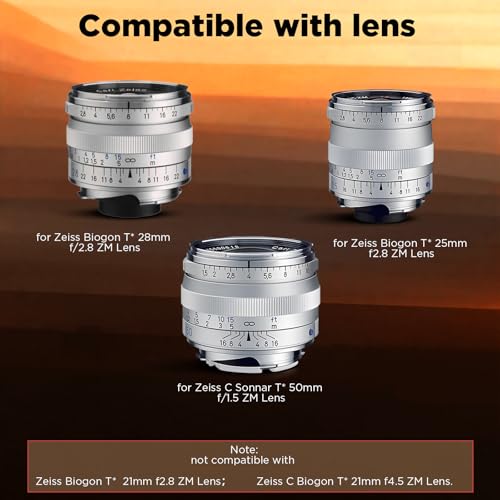 Haoge Bayonet Metal Square Lens Hood for Zeiss Biogon T* 28mm f/2.8 ZM,Biogon T* 25mm f2.8 ZM,C Sonnar T* 50mm f/1.5 ZM Lens Accessories LH-ZV03-NB Black,with Cap