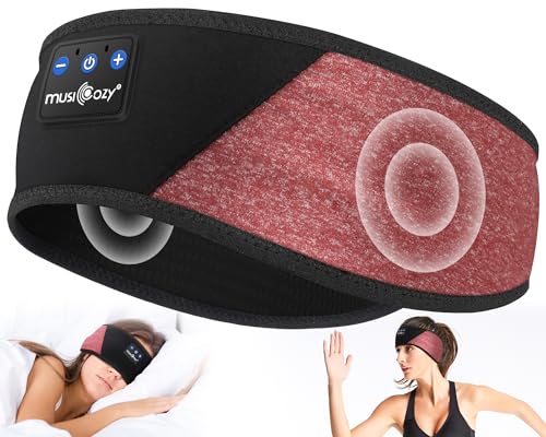 MUSICOZY Sleep Headphones Bluetooth Headband Wireless Music Headband Headphones, Earbuds for Side Sleepers Women Men Workout Running Travel Yoga Cool Gadgets Unique Gift, 2 Packs