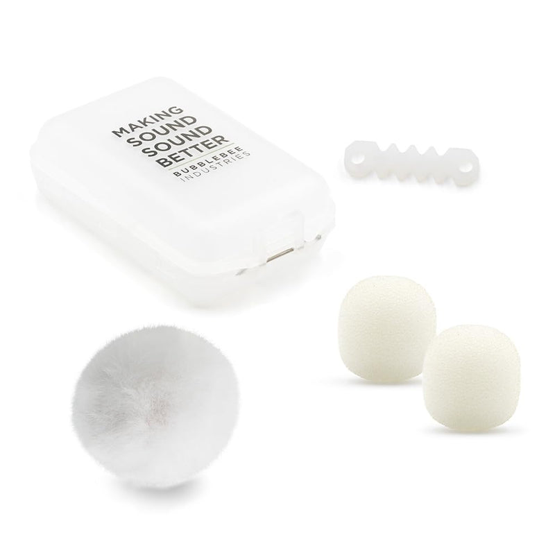 Bubblebee Outdoor Mic Kit for Sennheiser ME 2 Mic – Wind Noise Reduction Dead Cat Lavalier Microphone Wind Muff - Content Creators, Videographers, Audio Engineers & Filmmakers White