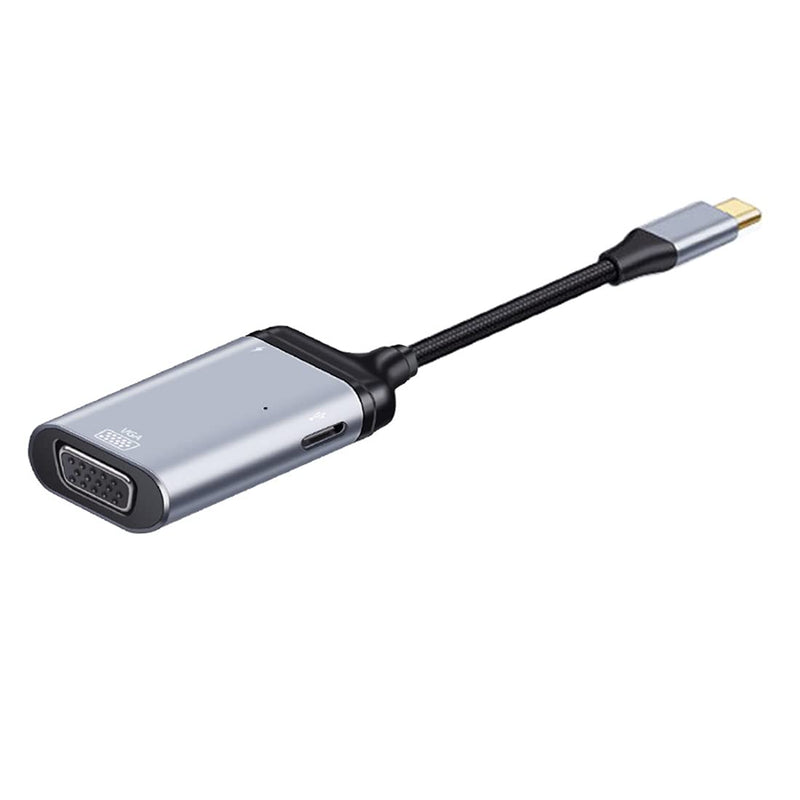 Chenyang CY USB3.1 Type C USB C to VGA RGB Converter HDTV Adapter 60hz 1080P with Type C Female PD Power Port for Tablet Phone Laptop PD+VGA Grey