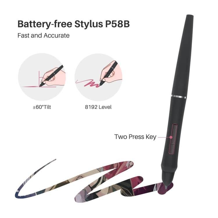 Drawing Tablet Artisul M0610Pro 10x6 Inch, Tilt Support, Scroll Wheel | Battery-Free Pen with 8192 Pressure | 7 Hot Keys | Works with Windows macOS PC | Android Support